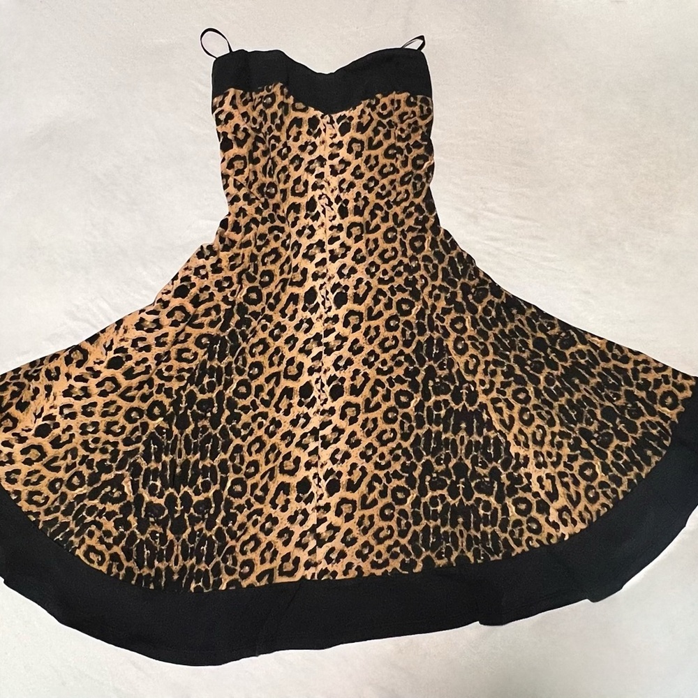 Royal Bones Leopard Print A-line Sundress Sweetheart Neckline